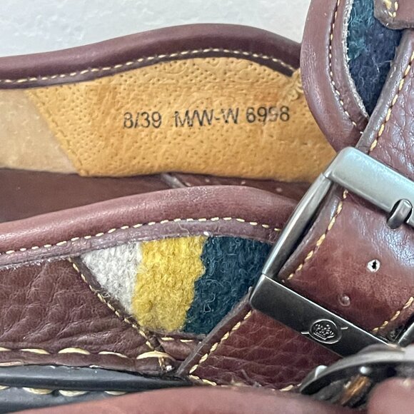 Born Shoes 8 Brown Leather Woven Wool Slip On Western - Picture 13 of 14